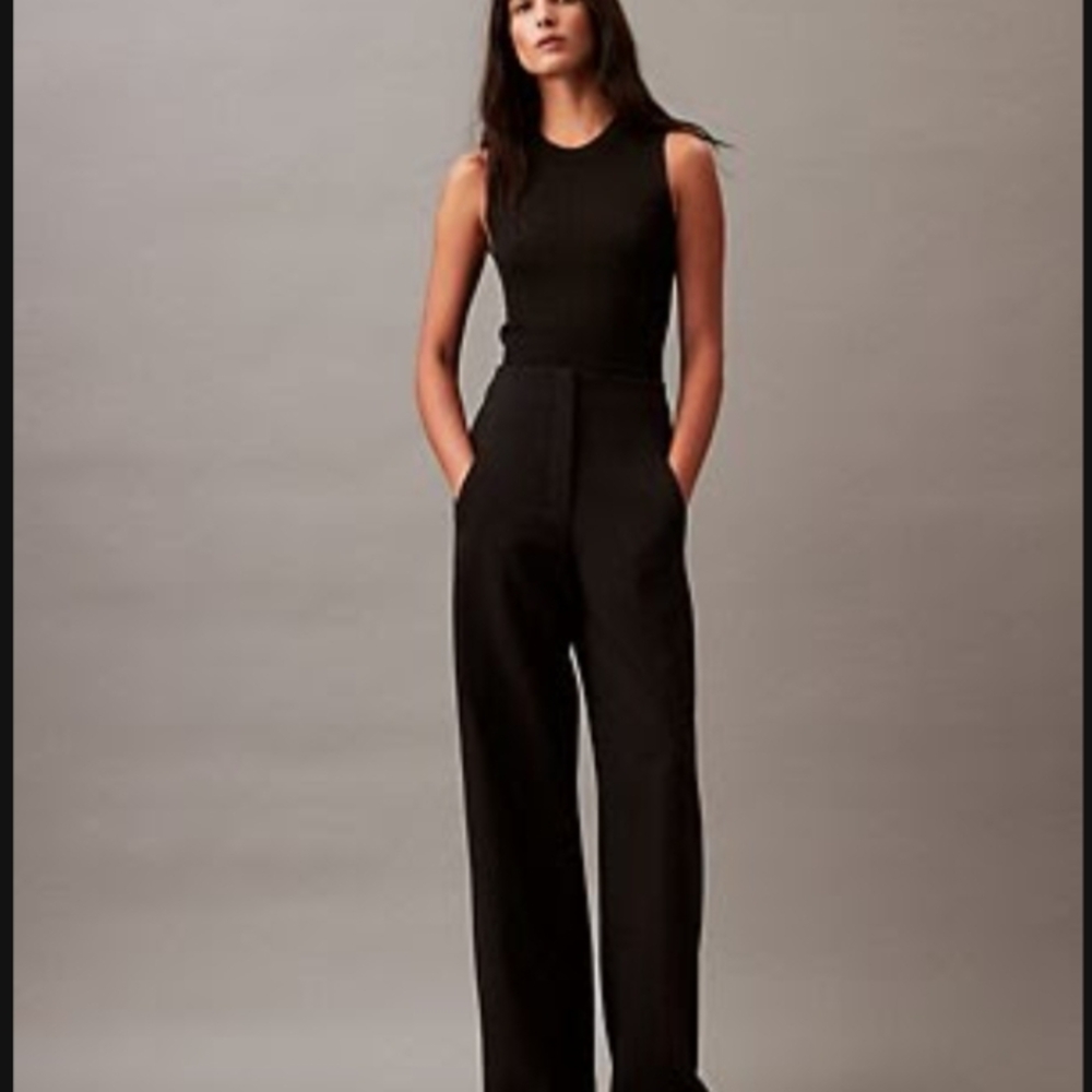 Calvin Klein Structured Stretch Wide Leg Trousers